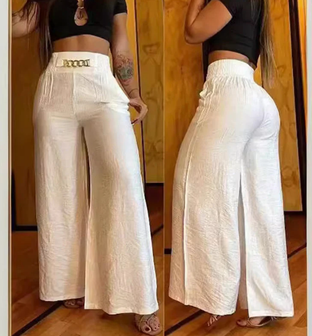 Pantalón Ancho Elegante de Tiro Alto