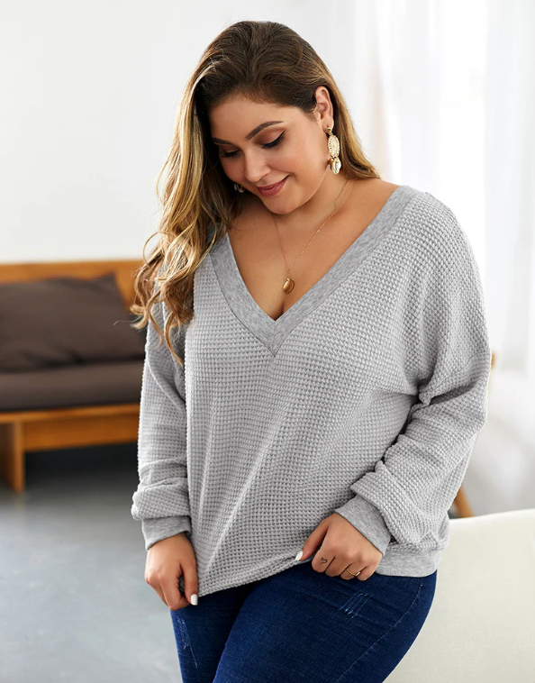 Blusa Oversize Mujer Cuello en V