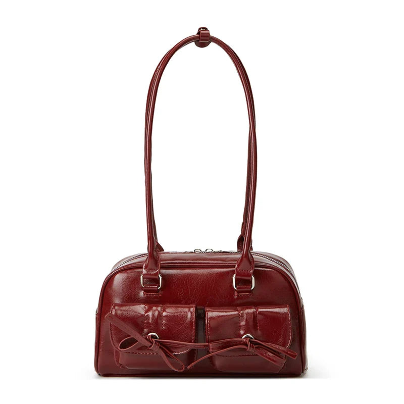 Bolso de Hombro Y2K para Mujer, de Piel Sintética con Lazo (Bowknot), Estilo Japonés Estético