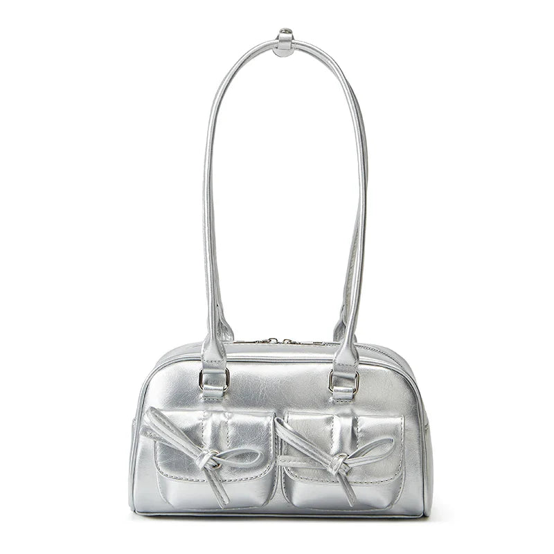 Bolso de Hombro Y2K para Mujer, de Piel Sintética con Lazo (Bowknot), Estilo Japonés Estético